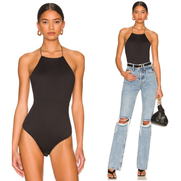 Alix NYC Sleeveless Open Back Halterneck Penn Bodysuit Black Women's Size XS - Picture 2 of 7